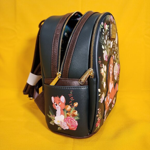 Loungefly Disney The Fox and The Hound Copper & Todd Floral Mini Backpack NEW - Picture 12 of 13